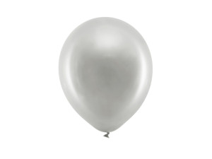 100szt Balony Rainbow 23cm metalizowane, srebrny