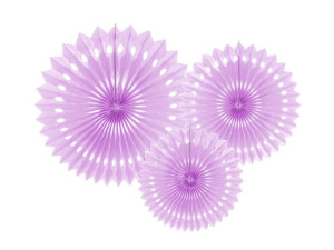 3szt Rozety dekoracyjne, lawenda, 20-30cm