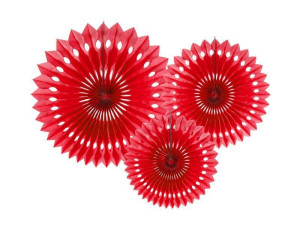 3szt rozety dekoracyjne szer:20-30cm czerwone