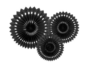 3szt Rozety dekoracyjne, czarny, 20-30cm