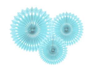 3szt Rozety dekoracyjne, jasny błękit, 20-30cm