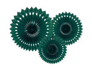 3szt Rozety dekoracyjne, ciemny zielony, 20-30cm