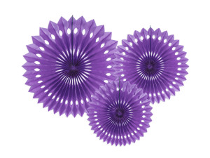 3szt Rozety dekoracyjne, fiolet, 20-30cm