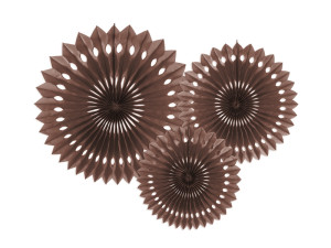 3szt Rozety dekoracyjne, brązowy, 20-30cm