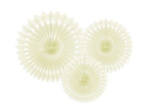3szt Rozety dekoracyjne 20-30cm jasnokremowe