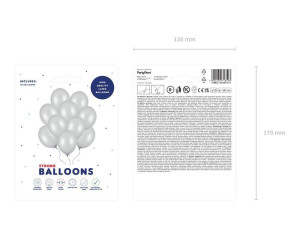10szt balony Strong 30cm metallic silver snow