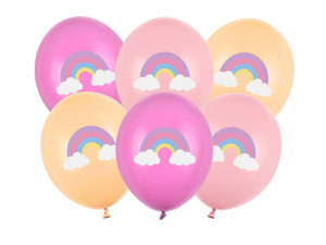 6szt balony 30cm Tęcza, mix
