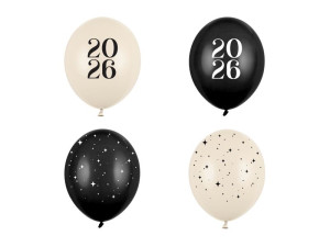 50szt Balony 30 cm Happy New Year 2026 Pastel Mix