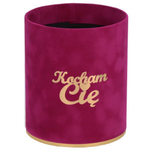flowerbox welur Kocham Cię wys:18 szer:15 fuksja