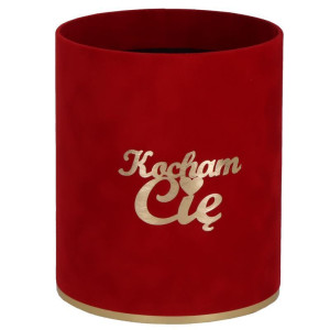 flowerbox welur Kocham Cię wys:18 szer:15 czerwony