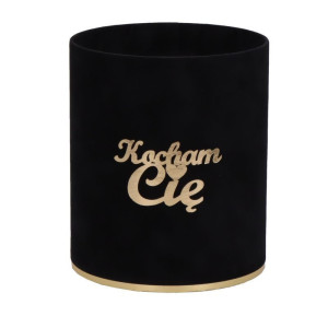 flowerbox welur Kocham Cię wys:18 szer:15 czarny