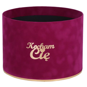 flowerbox welur Kocham Cię wys:18 szer:25 fuksja