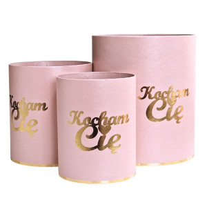 3szt flowerboxy papierowe Kocham Cię perłoworóżowe