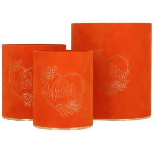 3szt flowerboxy welur Dla Mamy pomaranczowe