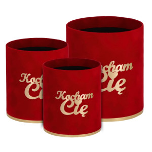 3szt flowerboxy welurowe Kocham Cię czerwone