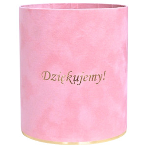 flowerbox Dziękujemy welur wys:18 szer:15 j.różowy
