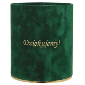 flowerbox Dziękujemy welur wys:18 szer:15 zielony