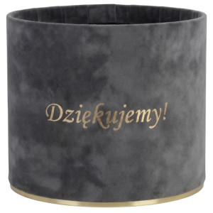 flowerbox Dziękujemy wys:13 szer:15 welur ciemnoszary