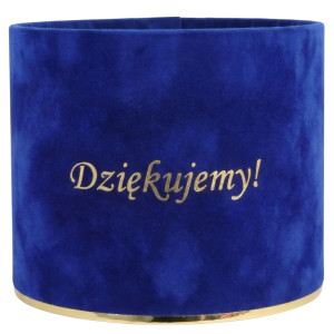 flowerbox Dziękujemy wys:13 szer:15 welur szafirowy
