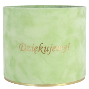 flowerbox Dziękujemy wys:13 szer:15 welur zielony pastelowy