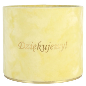flowerbox Dziękujemy wys:13 szer:15 welur żółty pastelowy