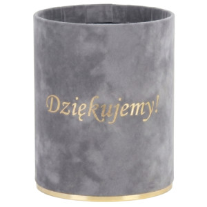 flowerbox Dziękujemy wys:13 szer:10 welur jasnoszary