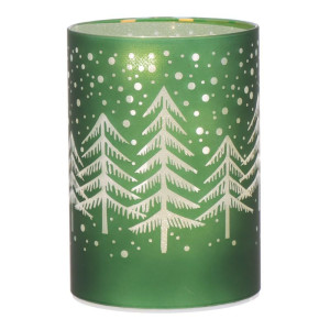 śwecznik led szklany wys:12cm szer:9cm zielony