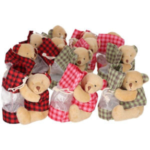 misie pluszowe z workiem wys:13cm szer:11*9cm mix