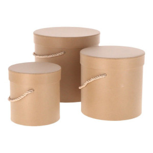 3szt flowerboxy ze sznurkiem kraft-szary papier