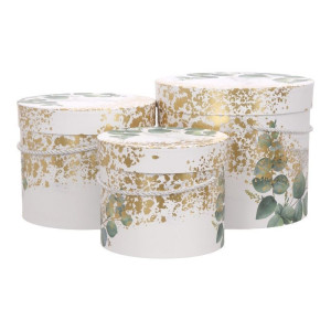 3szt flowerboxy eukaliptus biało-zielono-złoty