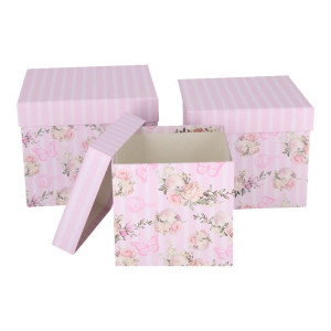 3szt flowerboxy w paski różowe