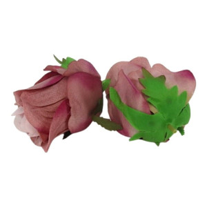 główki róży materiałowe szer:7cm wys:9cm