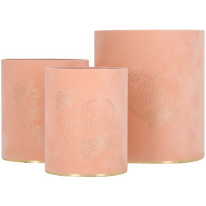 3szt flowerboxy welur Dla Mamy Pastel Peach