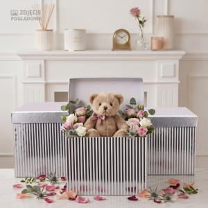 3szt flowerboxy kwadratowe glamour srebrne