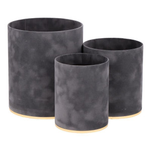 3szt flowerboxy welur ciemnoszare