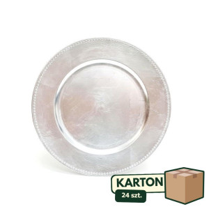 24szt Podtalerz plastikowy szer:33cm z kuleczkami srebrn