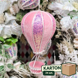 24szt zawieszka bombka balon welur z cekinami wys:31cm