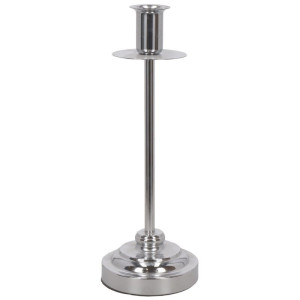 świecznik metalowy wys:31cm szer:10,5cm srebrny
