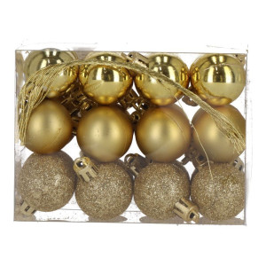 24szt bombki plastikowe szer:3cm gold