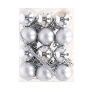 24szt bombki plastikowe szer:3cm silver