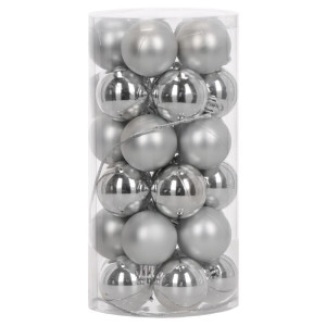 30szt bombki plastikowe szer:4cm silver