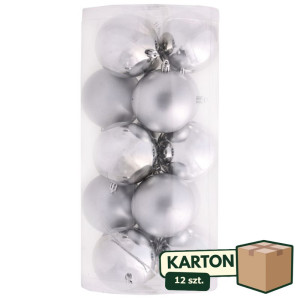 12op*15szt bombki plastikowe szer:8cm silver