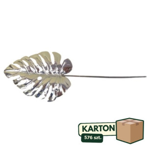 576szt liść monstery wys:52cm szer:19cm srebrny błysk