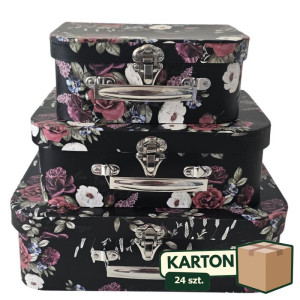 24kpl*3szt pudełka ozdobne - flowerboxy walizki