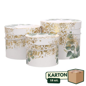 18kpl*3szt flowerboxy eukaliptus biało-zielono-złoty