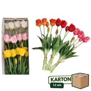 12szt bukiety tulipanów gumowe 3+2 wys:40cm mix kolorów