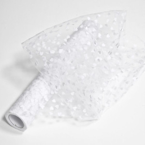 Bieżnik tiulowy serca biały 36cm*9m