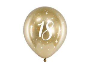 6szt balony Glossy 30cm "18" złoty