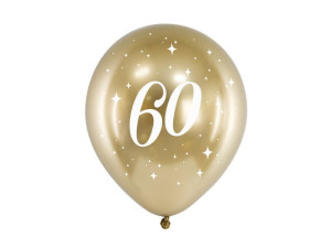 6szt balony Glossy 30cm "60" złoty