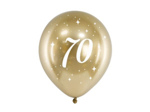 6szt balony Glossy 30cm "70" złoty